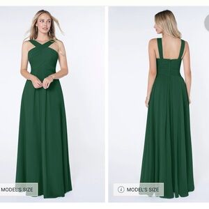 Dark Green Azazie Kaleigh Emerald Backless Chiffon Dress